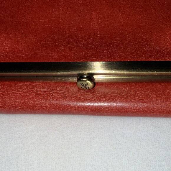 HOBO Red Leather Clutch with Gold Trim - Picture 2 of 12
